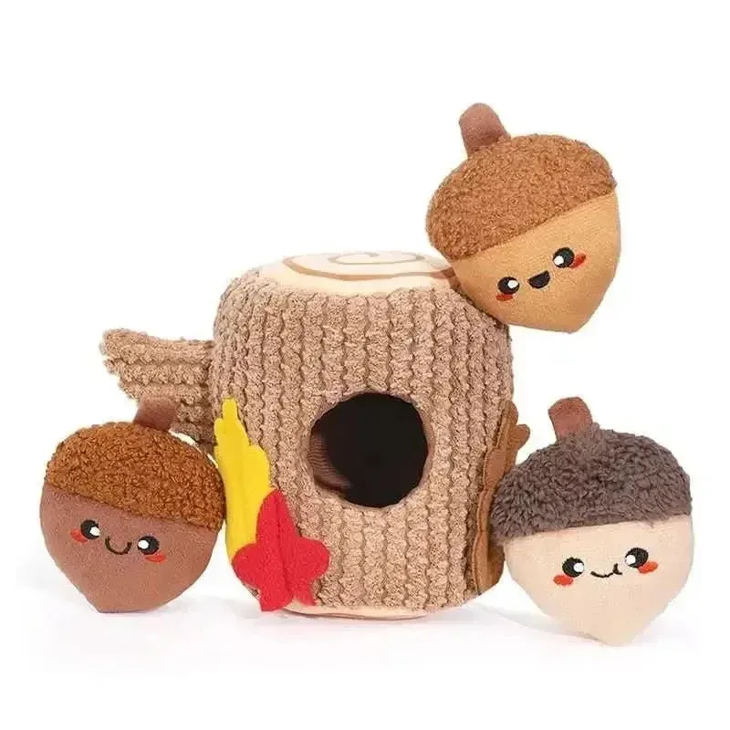 Oriland Pet Autumn Woofs Acorn Tree Interactive Dog Toys