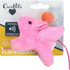OurPets Play N Squeak Pigs Fly Catnip Cat Toy Pink
