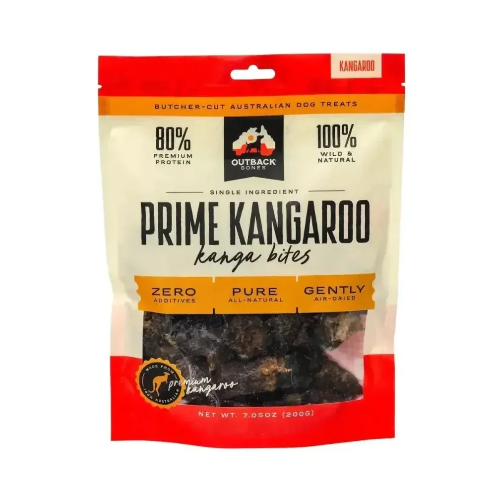 Outback Bones Single Ingredient Kangaroo Bites for Dogs 7.05 oz