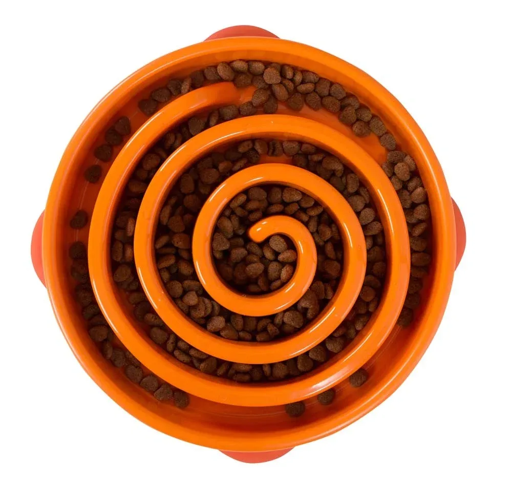 Outward Hound Fun Feeder Slo-Dog Bowl, Orange Large