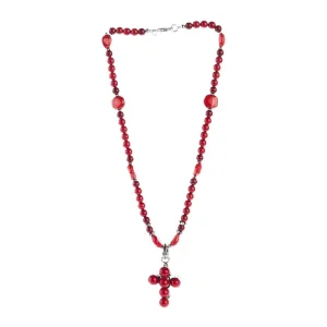 Paige Wallace Coral Cross Necklace