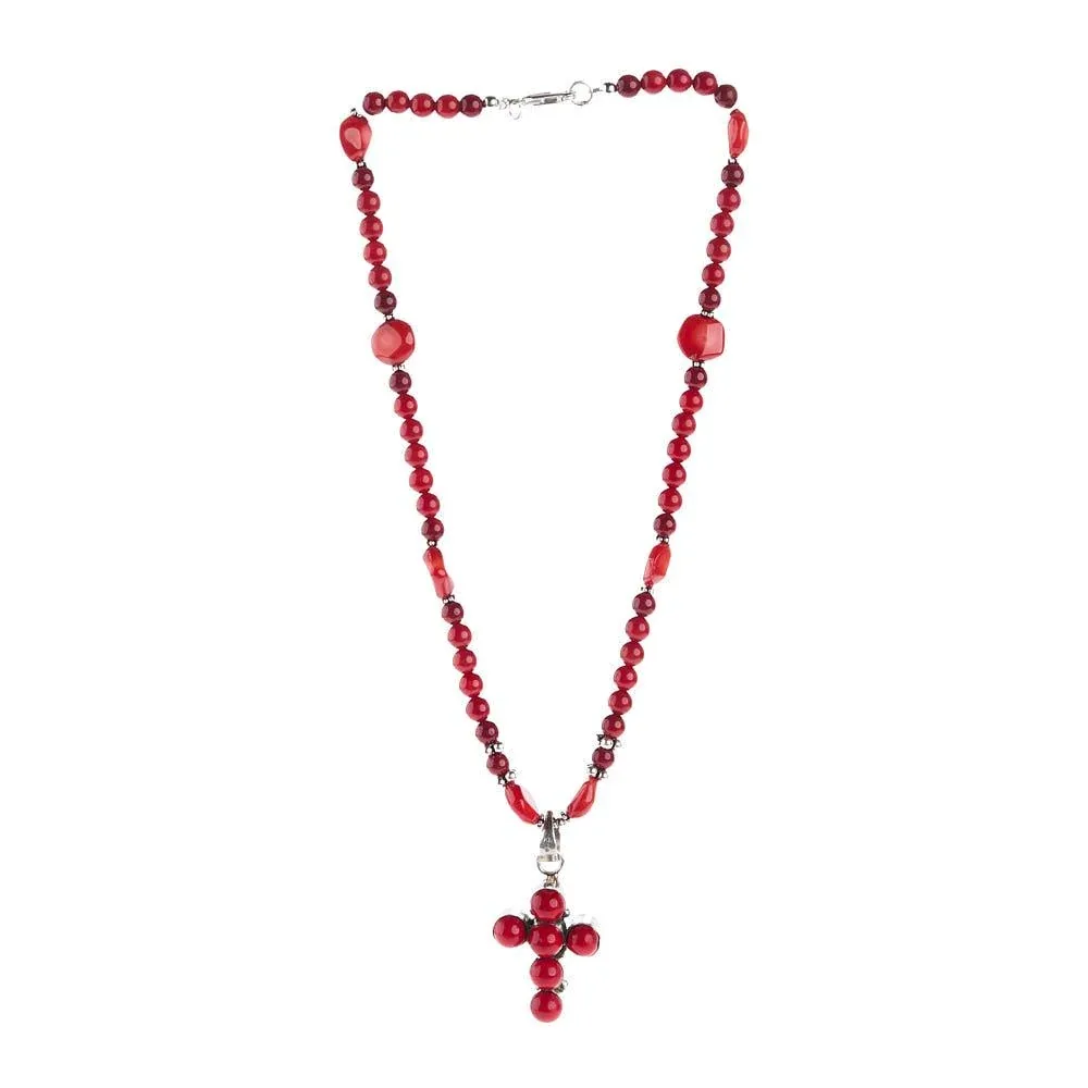 Paige Wallace Coral Cross Necklace