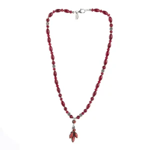 Paige Wallace Coral Oval Dangle Pendent Necklace