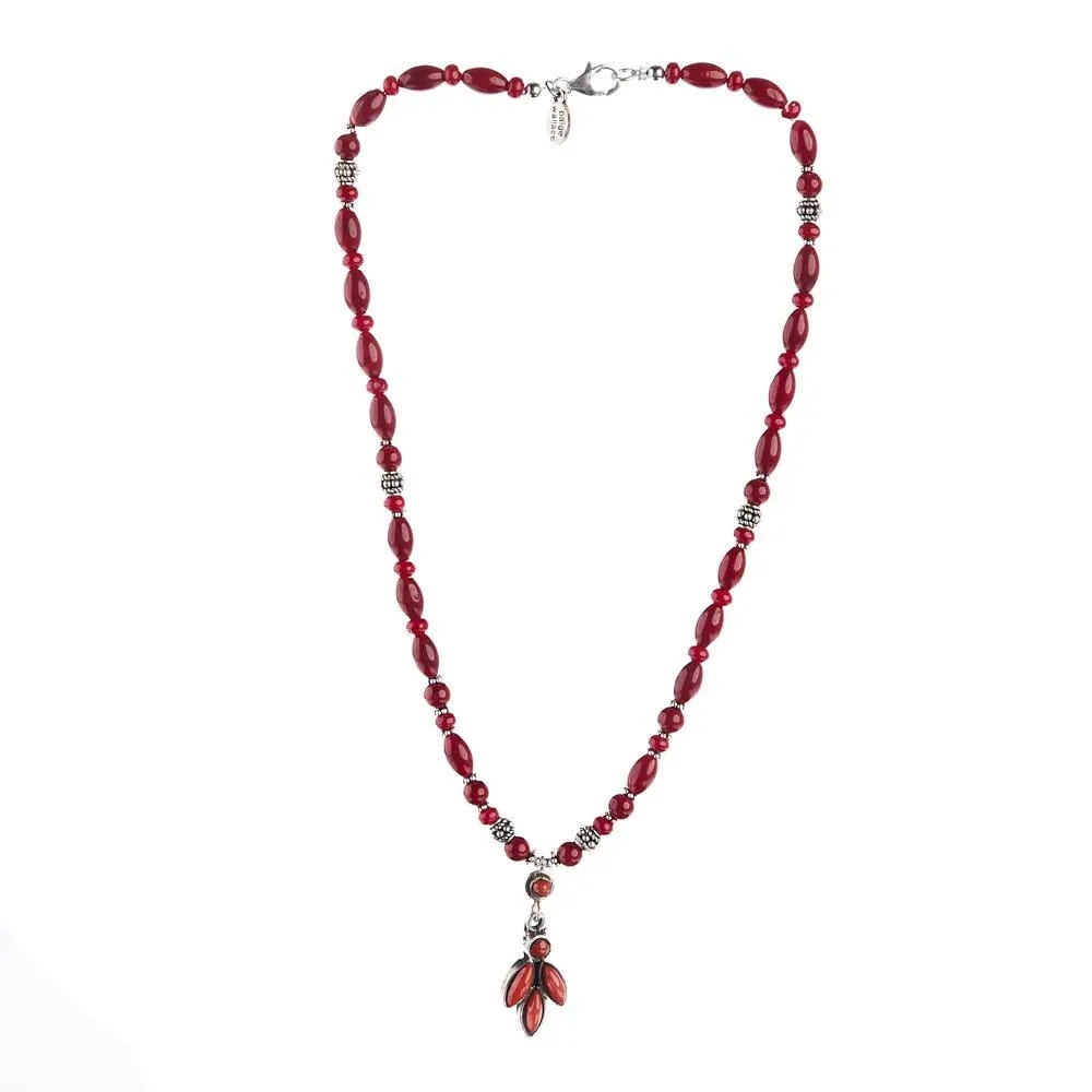 Paige Wallace Coral Oval Dangle Pendent Necklace