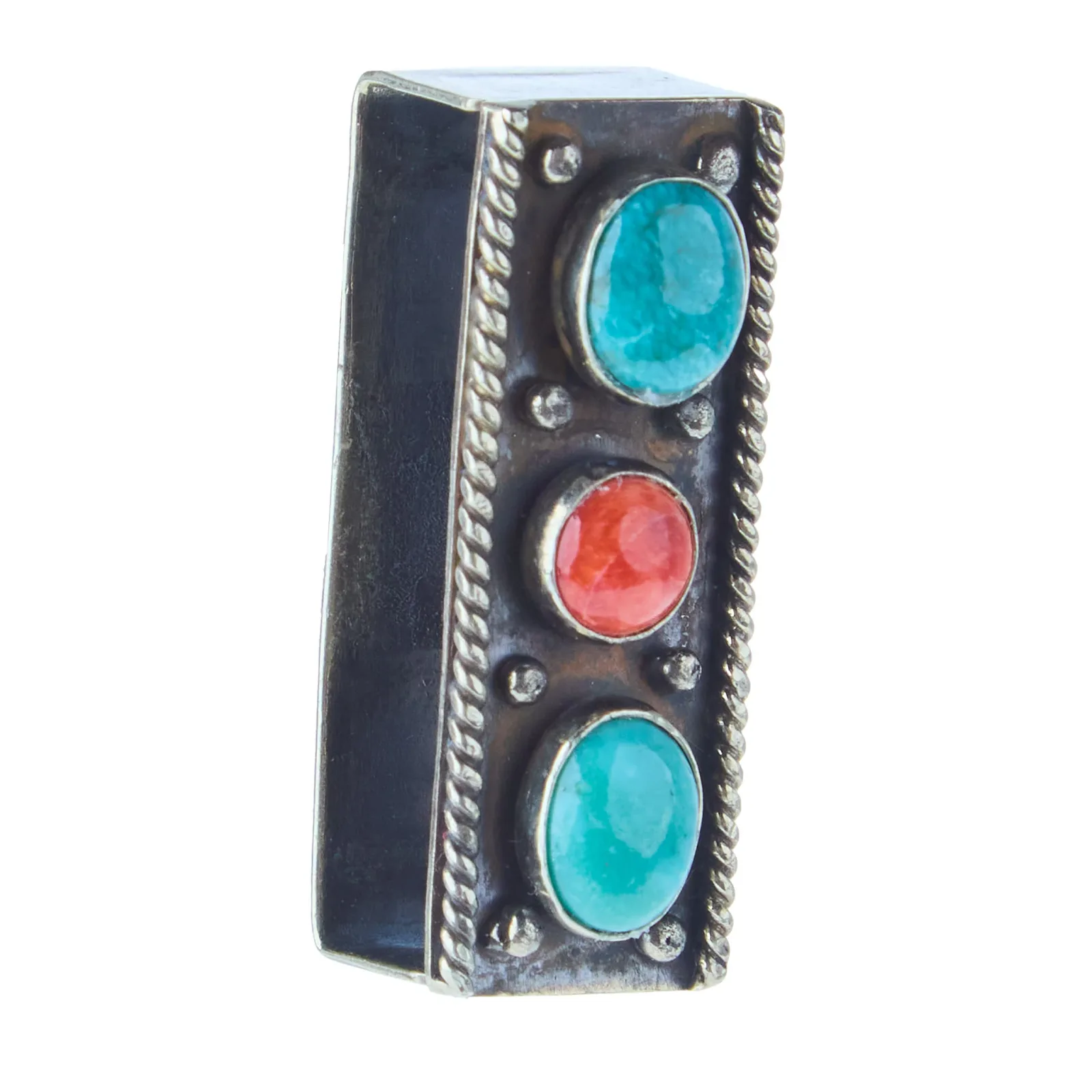 Paige Wallace Turquoise and Coral Belt Keeper - Image 2