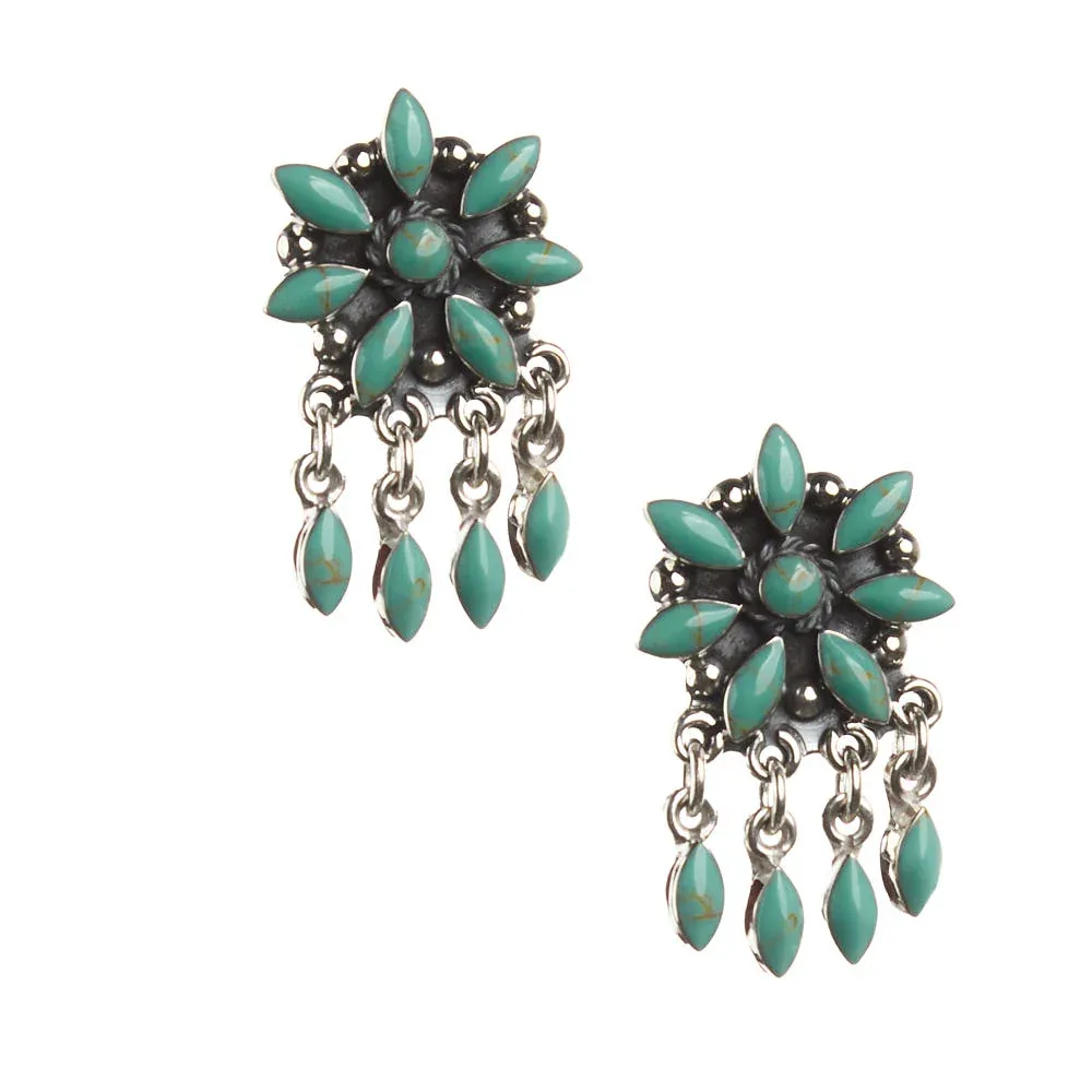Paige Wallace Turquoise Flower Dangle Post Earrings - Image 2