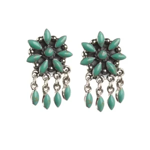 Paige Wallace Turquoise Flower Dangle Post Earrings