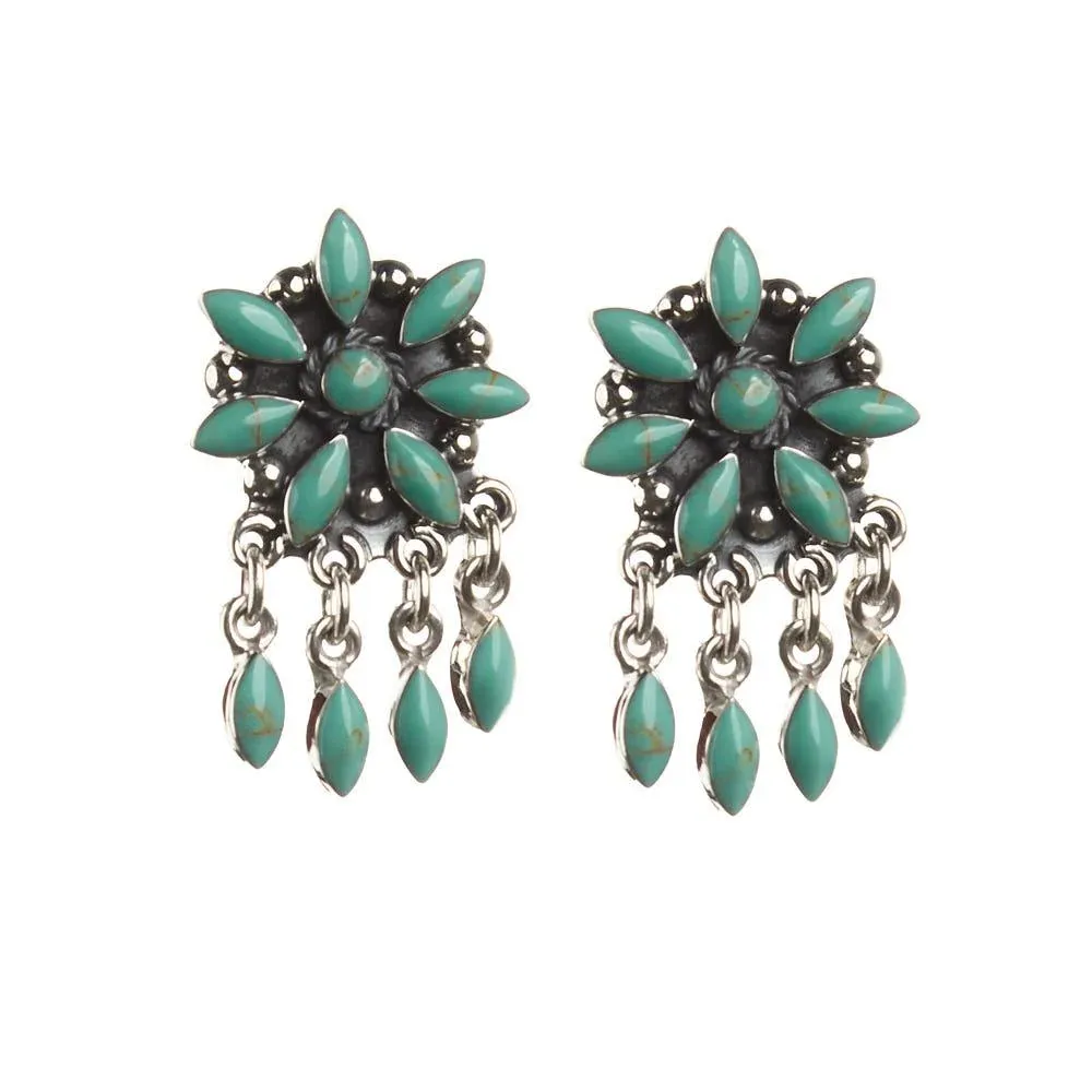 Paige Wallace Turquoise Flower Dangle Post Earrings