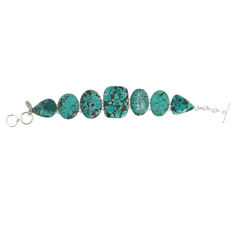 Paige Wallace Turquoise Nugget Freeform Link Bracelet - Image 2