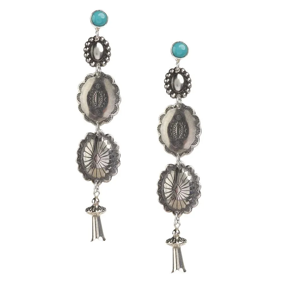 Paige Wallace Turquoise Stud Squash & Concho Earrings
