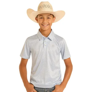 Panhandle Boy's Blue Geometric Snap Performance Polo