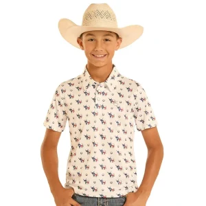 Panhandle Boy's Blue Texas Novelty Polo