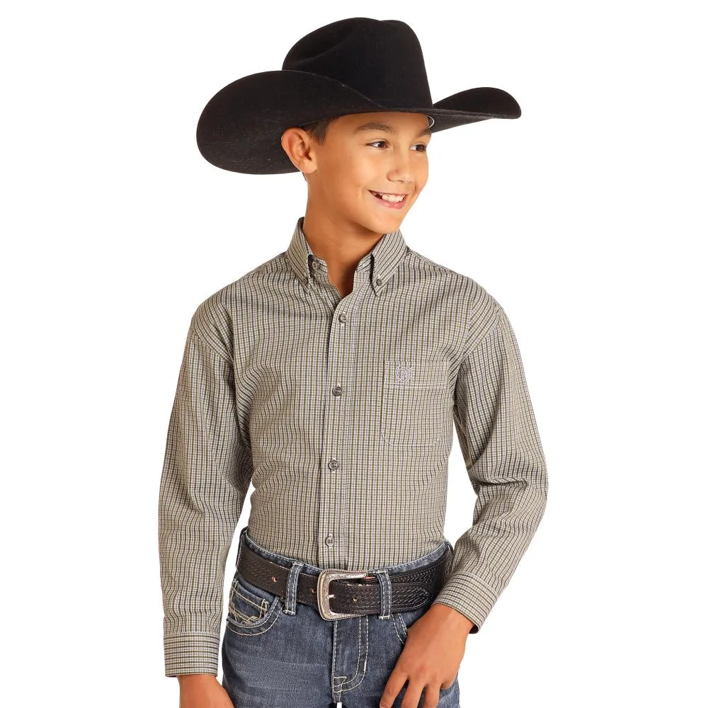 Panhandle Boys Olive Check Shirt