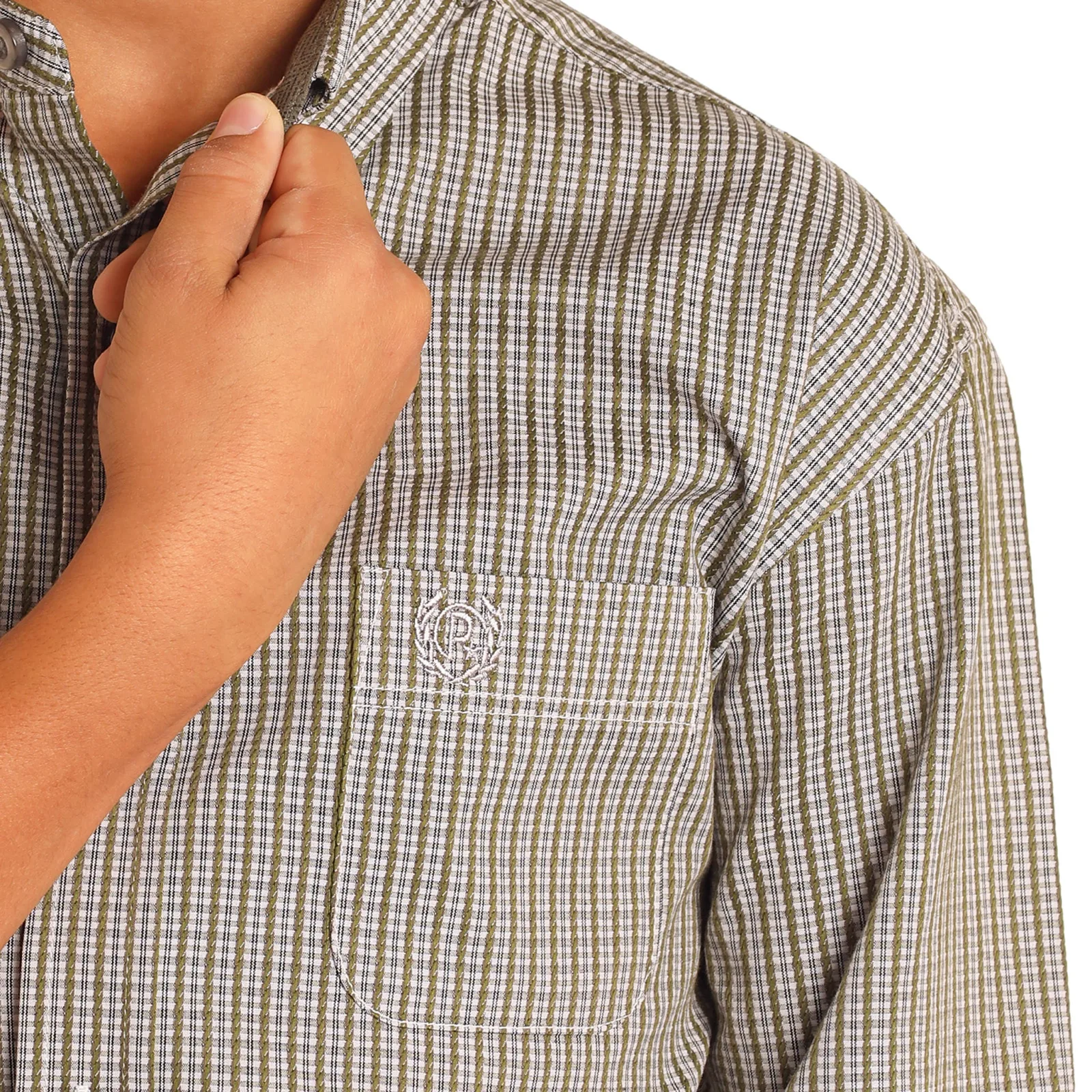 Panhandle Boys Olive Check Shirt - Image 2