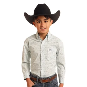 Panhandle Boys Turquoise Long Sleeve Button Down Shirt