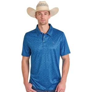 Panhandle Men's Blue Abstract Floral Polo
