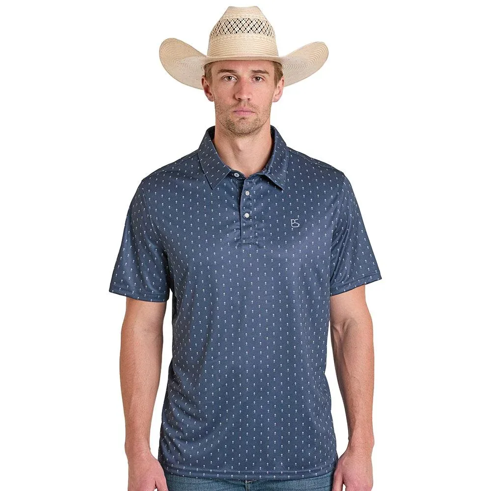 Panhandle Men's Navy Ditsy Arrow Print Performance Polo