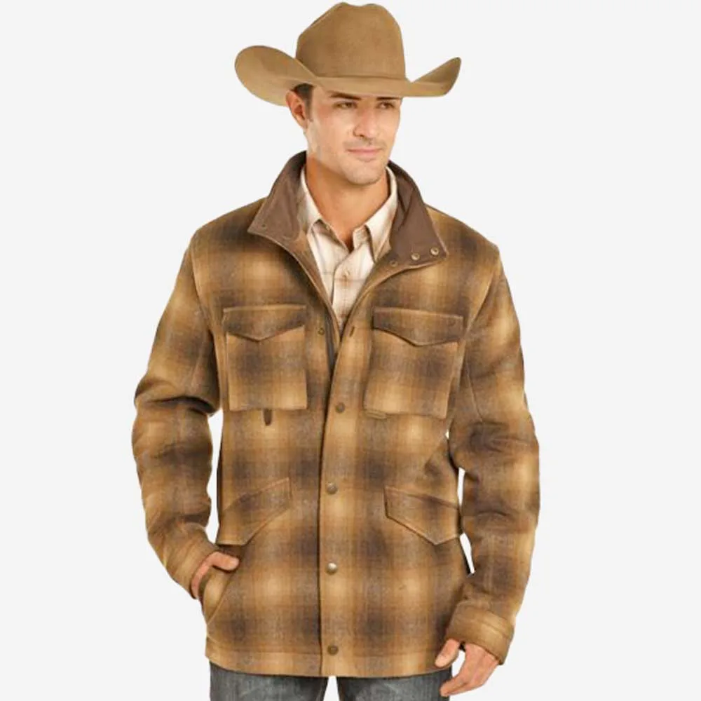 Panhandle Powder River Brown Plaid Wool Coat