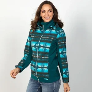 Panhandle Powder River Teal Softshell Aztec Jacket