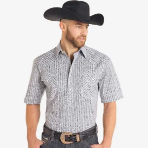 Panhandle Rough Stock Navy Paisley Stripe Shirt