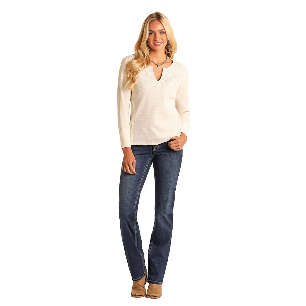 Panhandle Womens Eggshell Notch Neck Top - Image 2
