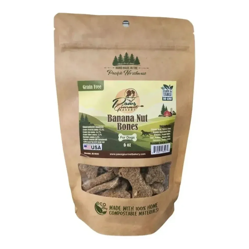 Paws Gourmet Bakery Grain Free Banana Nut Bones Dog Treats