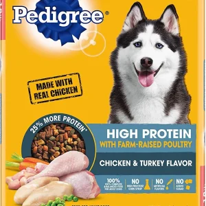 Pedigree Adult Complete and Balanced High Protein Chicken & Turkey Dry Dog Food - 20.4 lb Bag