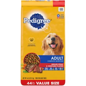 Pedigree Adult Complete Nutrition Grilled Steak and Vegetables Dry Dog Food - 44 lb Bag