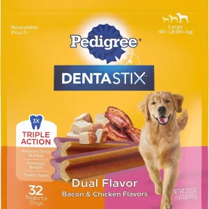 Pedigree Dentastix Dual Flavor Large Dog Dental Chew Treats - 1.47 lb - 32 Count