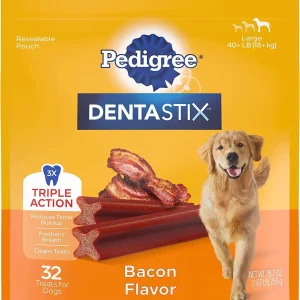 Pedigree Dentastix Large Bacon Dog Dental Chew Treats - 1.67 lb - 32 Count