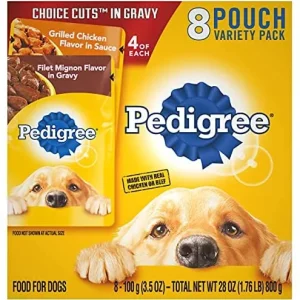 Pedigree Pouch Filet and Grilled Chicken Cuts in Gravy Multi-Pack Wet Dog Food - 3.5 oz - Case of 8