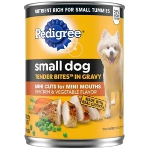 Pedigree Tender Bites in Gravy Chicken Vegetables Small Dog Canned Dog Food - 13.2 oz - Case of 12