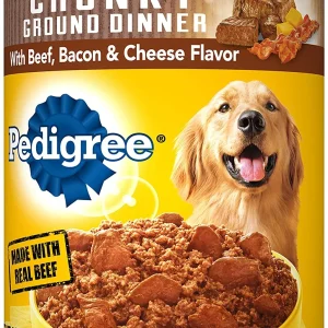 Pedigree Traditional Ground Dinner Beef, Bacon and Cheese Canned Dog Food - 22 oz - Case of 12