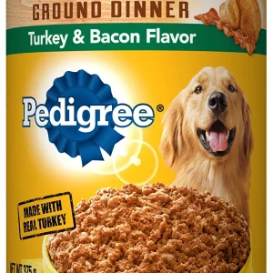 Pedigree Traditional Ground Dinner with Chunky Turkey and Bacon Canned Dog Food - 13.2 oz - Case of 12
