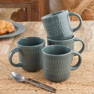 Pendleton Woolen Mills Inc. Debossed Woven Balsam Ceramic Mug Set of 4