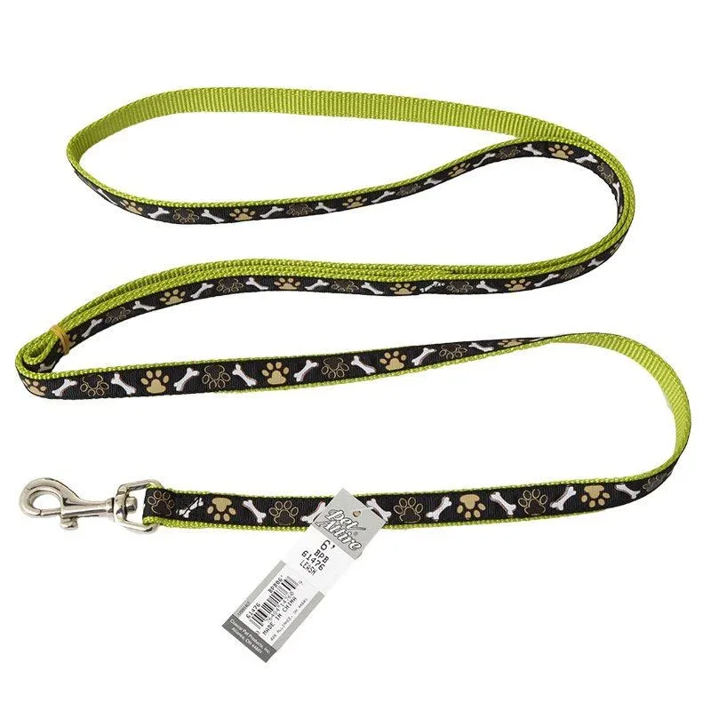 Pet Attire Ribbon Brown Paws & Bones Nylon Dog Leash