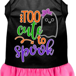 Pet Dog & Cat Dress Screen Printed, "Too Cute To Spook - Girly Ghost"