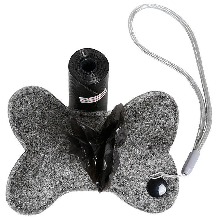 Pet Life ®Fleece Bone Shaped Travel Waste Bag Dispenser with 2 Rolls