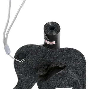 Pet Life ®Fleece Elephant Shaped Travel Waste Bag Dispenser with 2 Rolls