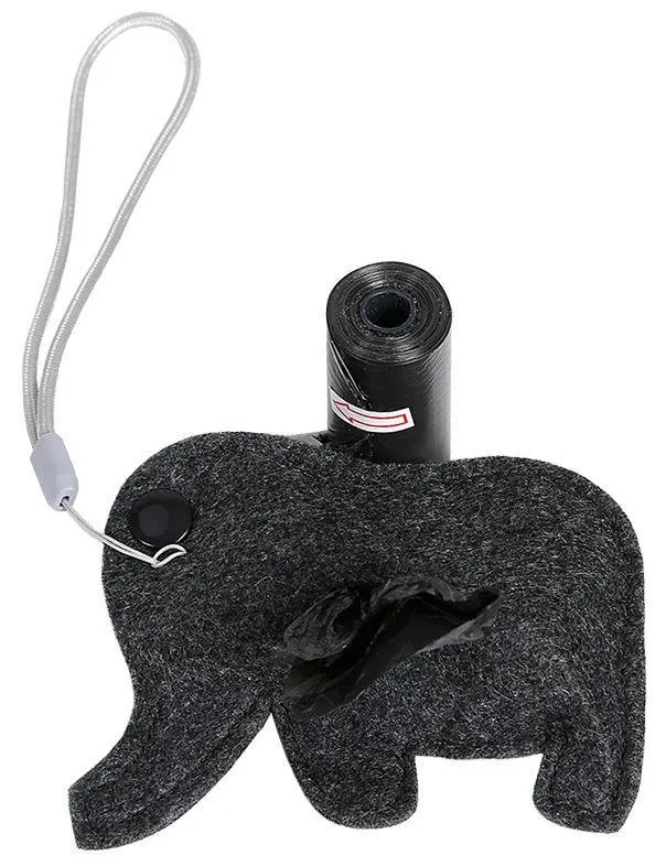 Pet Life ®Fleece Elephant Shaped Travel Waste Bag Dispenser with 2 Rolls