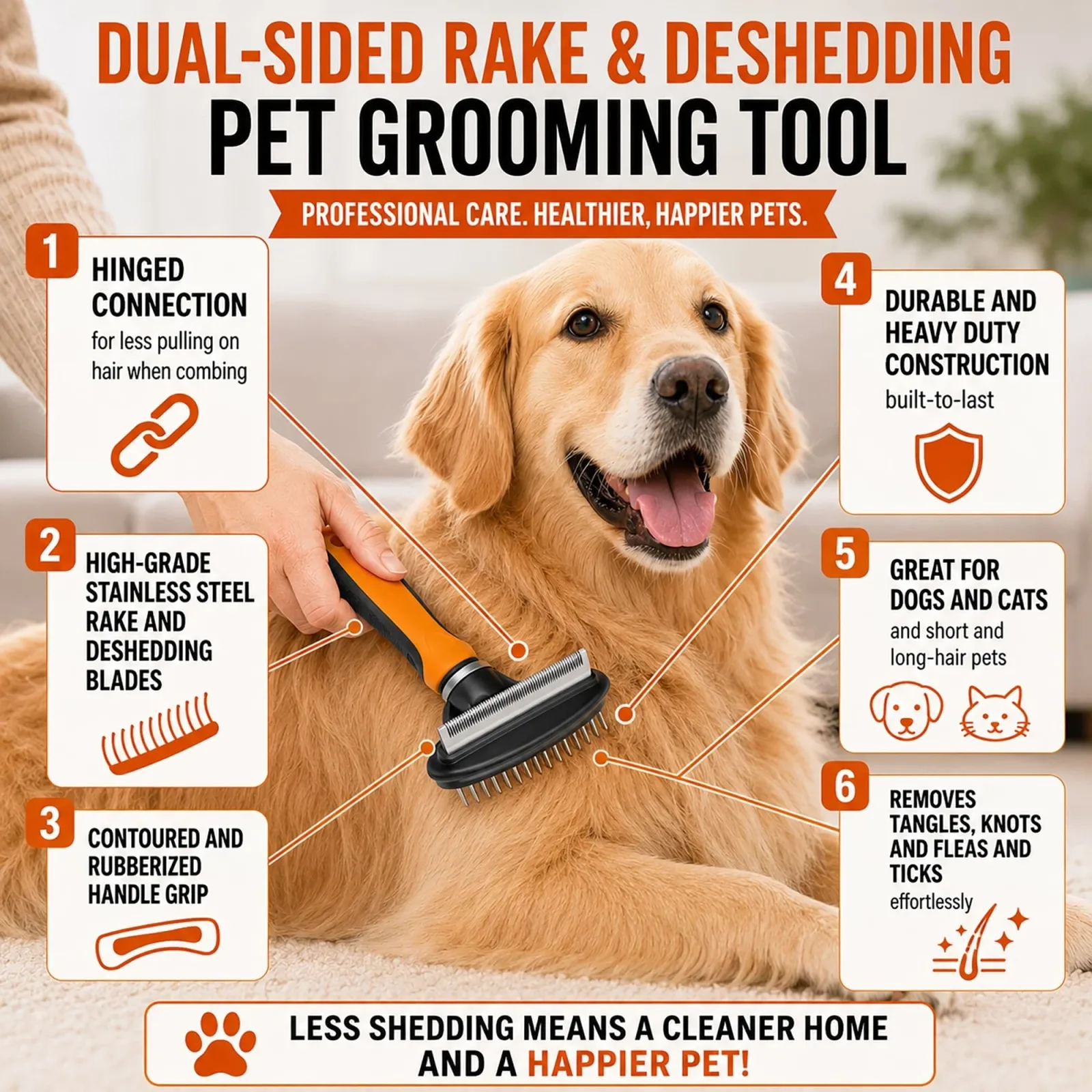 Pet Life ® Flex Series 2-in-1 Dual-Sided Grooming Undercoat Pet Rake and Deshedder - Image 2