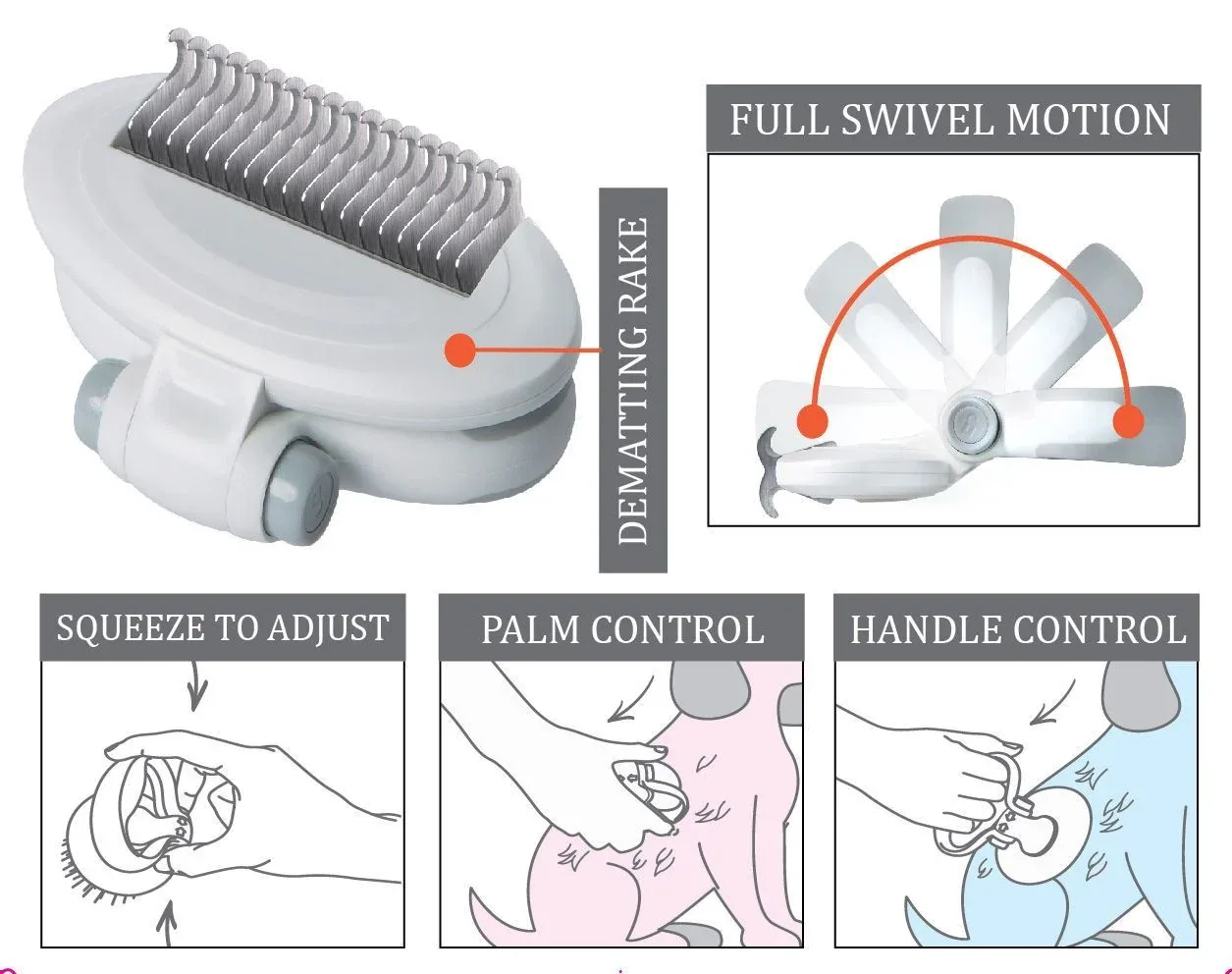 Pet Life ® 'Gyrater' Swivel Travel Grooming Dematting Pet Comb - Image 2