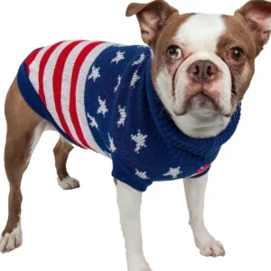 Pet Life 'Patriot Independence Star' Heavy Knitted Ribbed TurtleNeck Dog Sweater