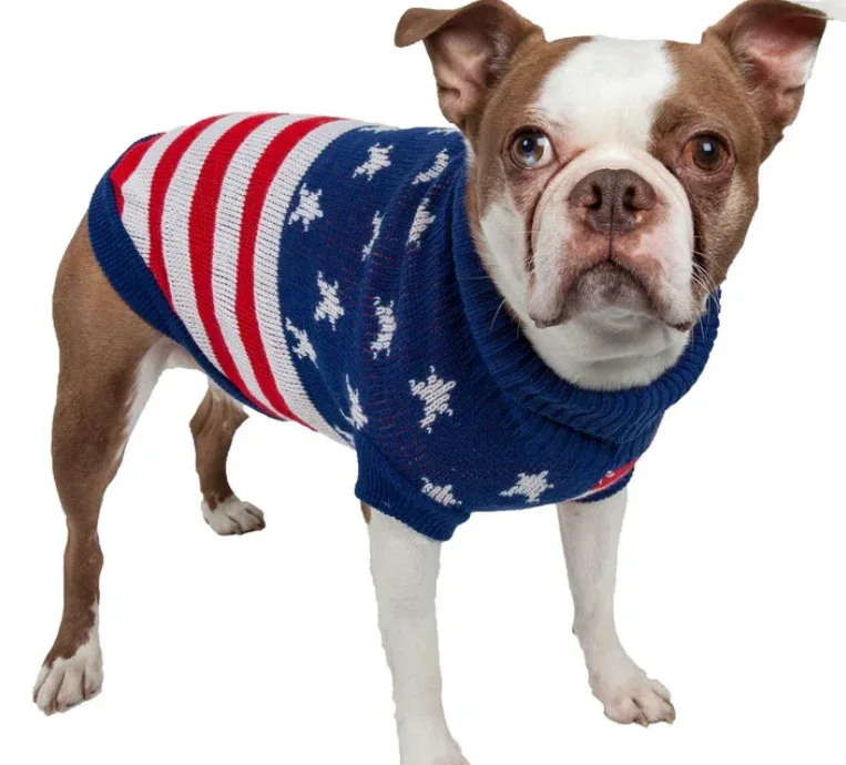 Pet Life 'Patriot Independence Star' Heavy Knitted Ribbed TurtleNeck Dog Sweater
