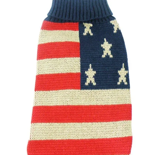 Pet Life 'Patriot Independence Star' Heavy Knitted Ribbed TurtleNeck Dog Sweater - Image 2