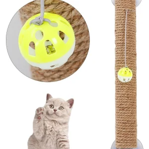 Pet Life ® 'Stick N' Claw' Sisal Rope and Toy Suction Cup Stick Shaped Cat Scratcher