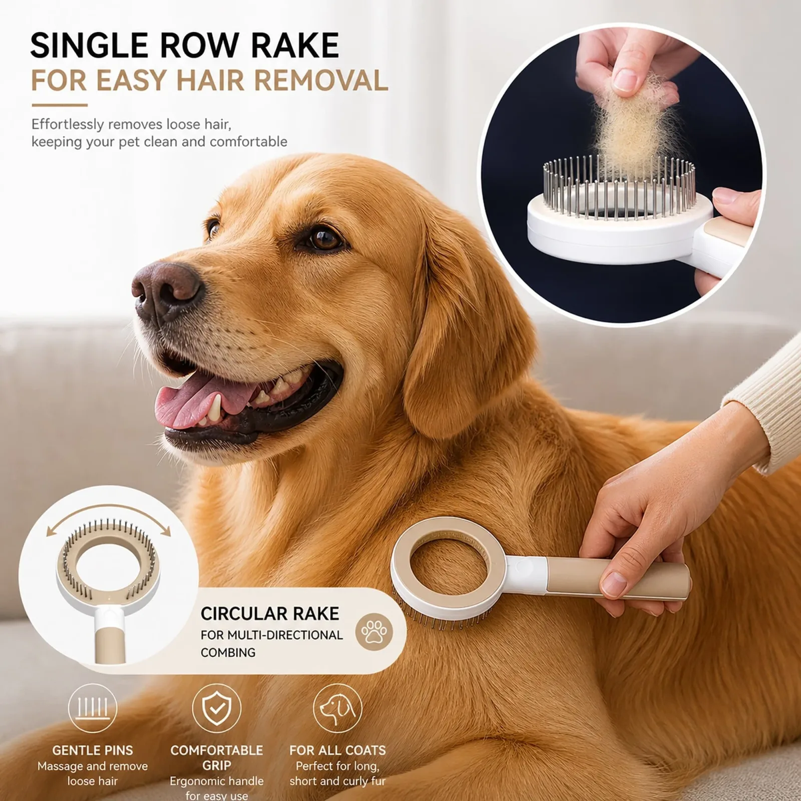 Pet Life ® 'WAGNIFY' 360 Degree and Multi-Directional Modern Grooming Pet Rake Comb - Image 2