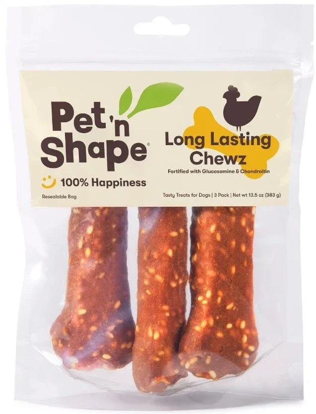 Pet n Shape Long Lasting Chewz 6" Bone Dog Treat w/Glucosamine & Chondroitin