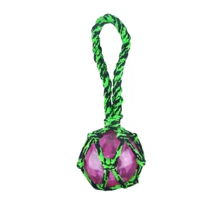 Pet Park Blvd Paracord Rope Tug with TPR Squky Bll Green