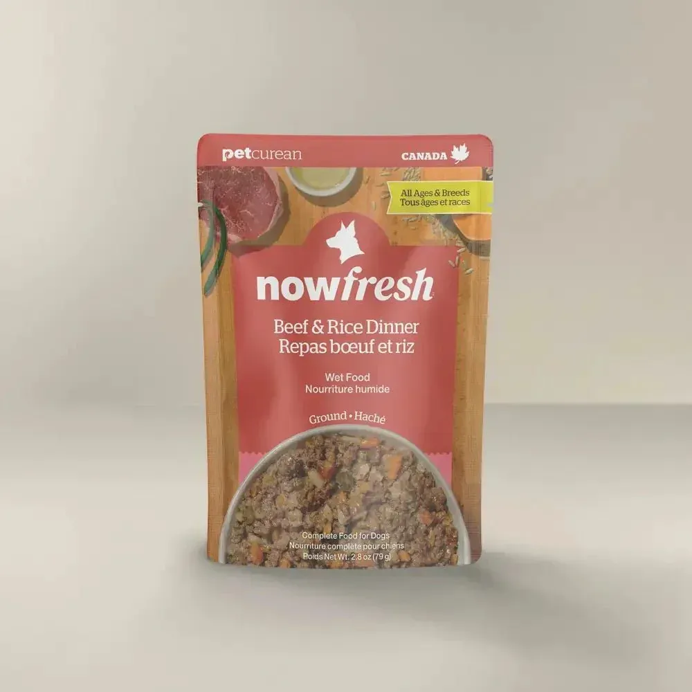 Petcurean Now Fresh Ground Beef & Rice Wet Dog Food with Grains 24ea/2.8 oz